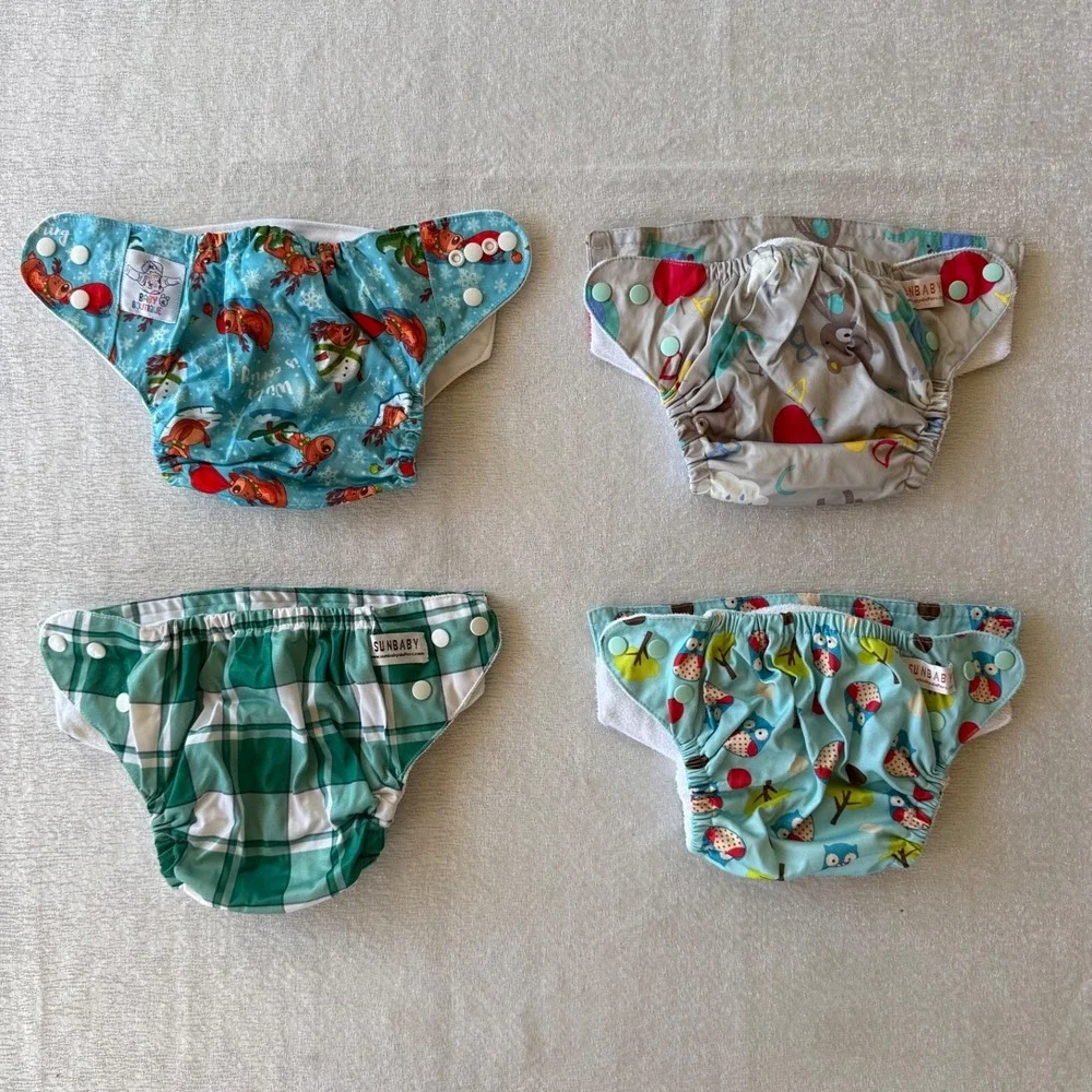 80pc Reusable Cloth Diaper Lot of 15 Covers and 62 Microfiber Inserts Charcoal
